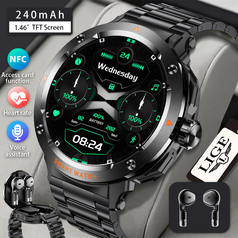 Smartwatch Headset - LIGE Men Earphone Smart Watch Bluetooth