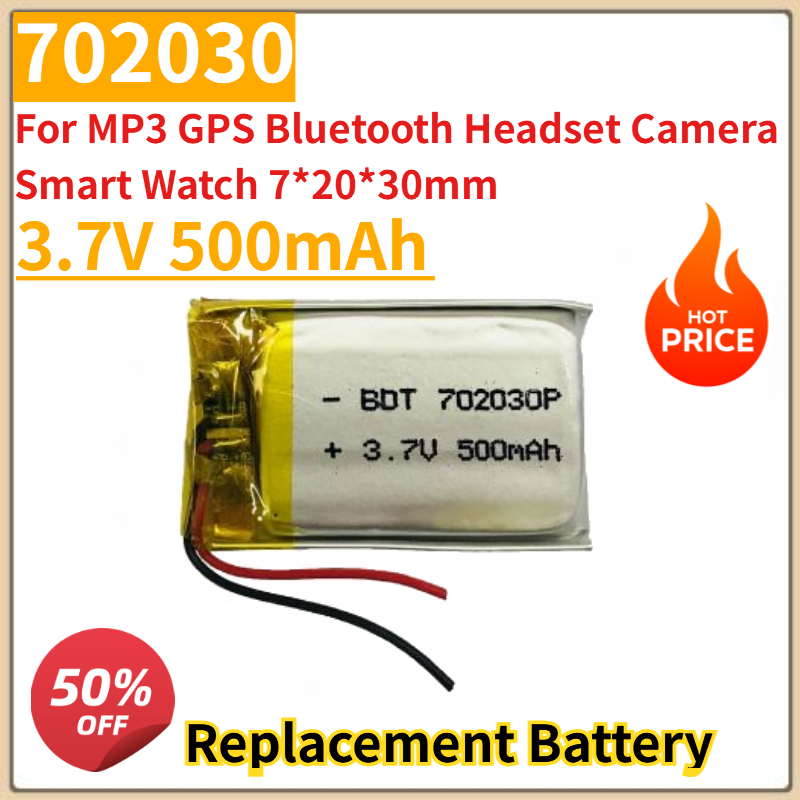 Smartwatch Headset - New 3.7V 500mAh 702030 Lithium Polymer