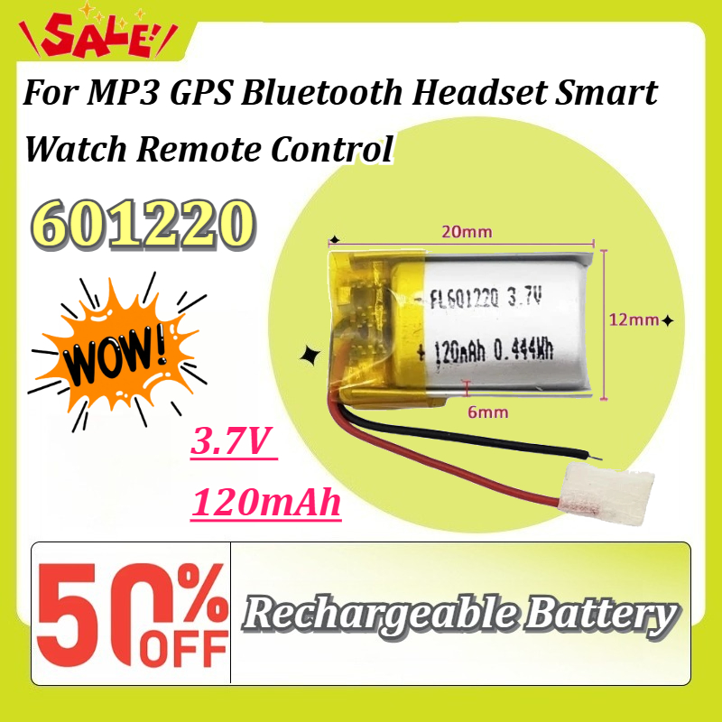 Smartwatch Headset - New 3.7V 120mAh 601220 Li-Po Rechargeable