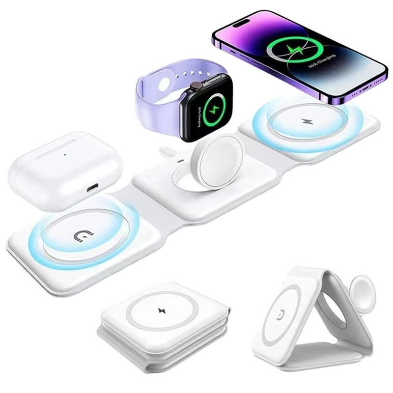 Wireless Charger Watch - 3-in-1 Magnetic Folding Wireless Charger, 15W