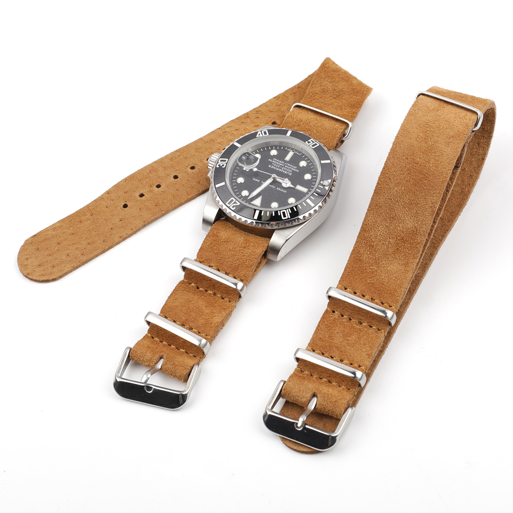 Nylon Nato Strap - Soft Retro Suede Genuine Leather Strap