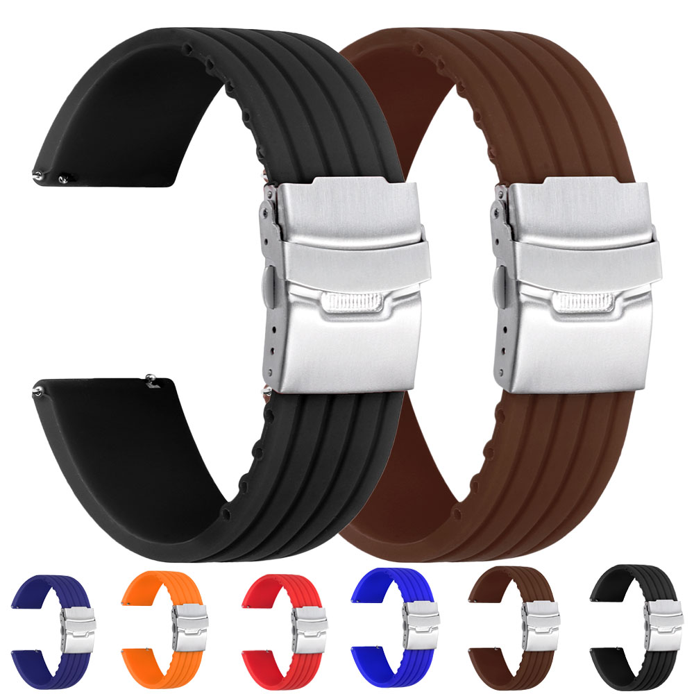 Fossil Smartwatch Accessories - 18/20/22/24mm Quick Release Silicone Watchband for