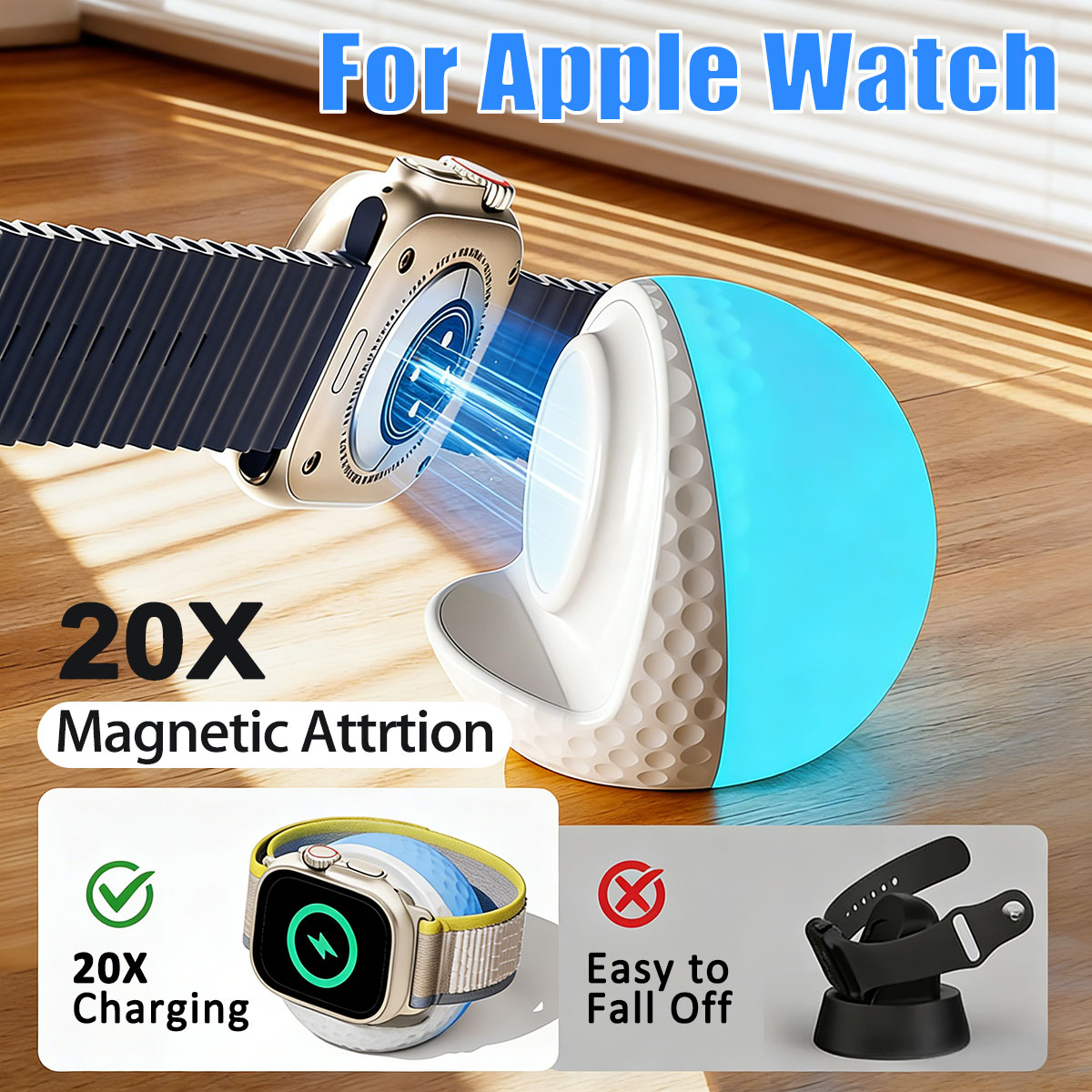 Wireless Charger Watch - Portable RGB Lighting Wireless Charger Stand