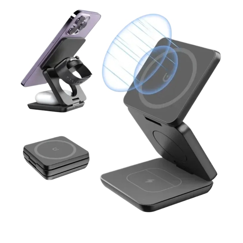 Wireless Charger Watch - 3 in 1 Foldable Magnetic Wireless