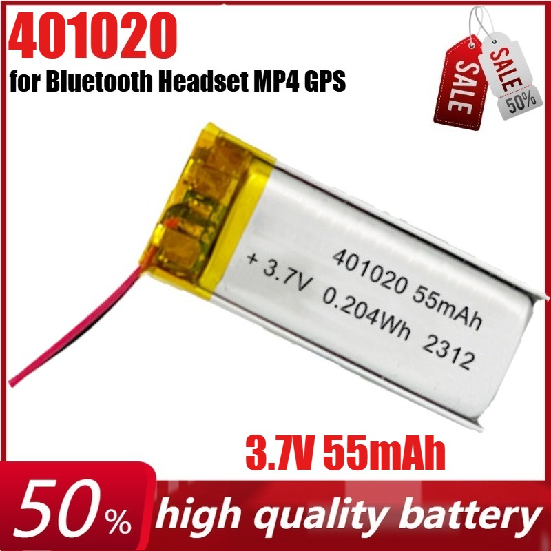 401020 3.7V 55mAh Lithium Poly - Smartwatch Headset review and price