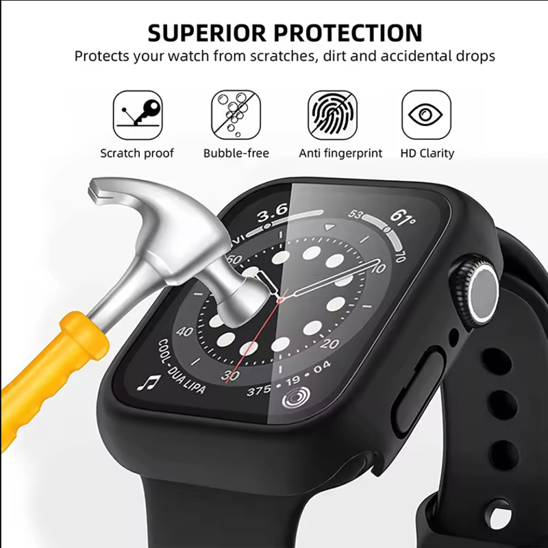 Tempered Glass+Cover For Apple - Watch Case Bumper review and price