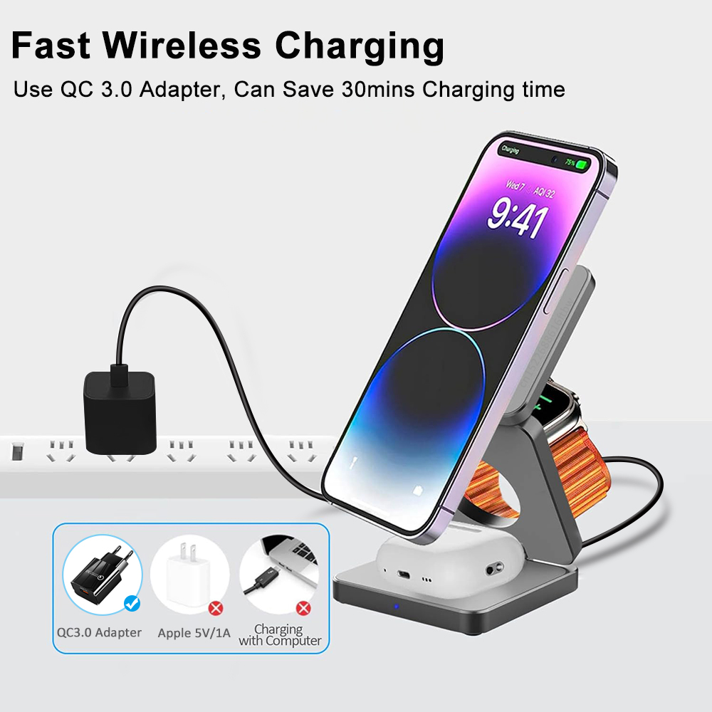 3 in 1 Foldable Magnetic Wirel - Wireless Charger Watch review and price