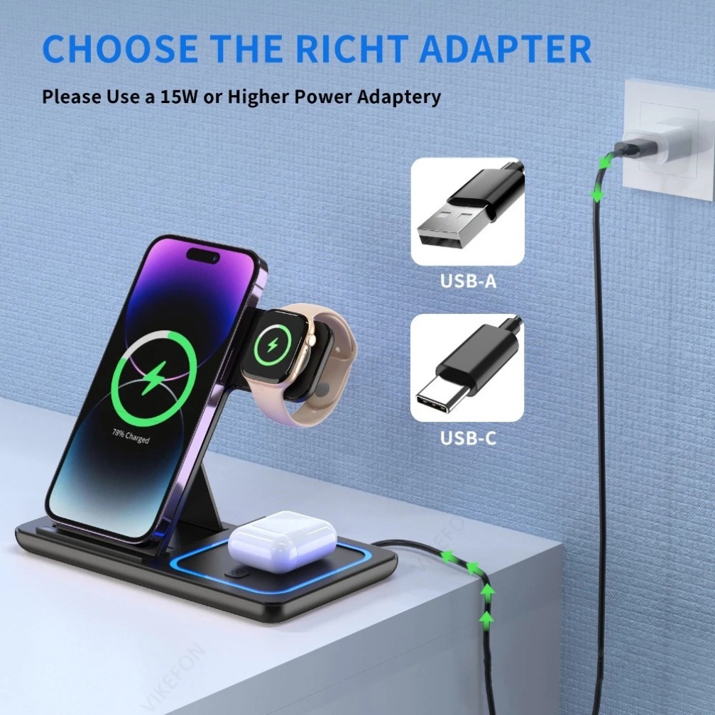 Foldable 3 in 1 Wireless Charg - Wireless Charger Watch review and price