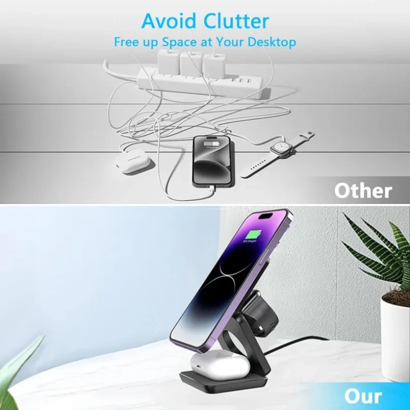3 in 1 Foldable Magnetic Wirel - Wireless Charger Watch review and price